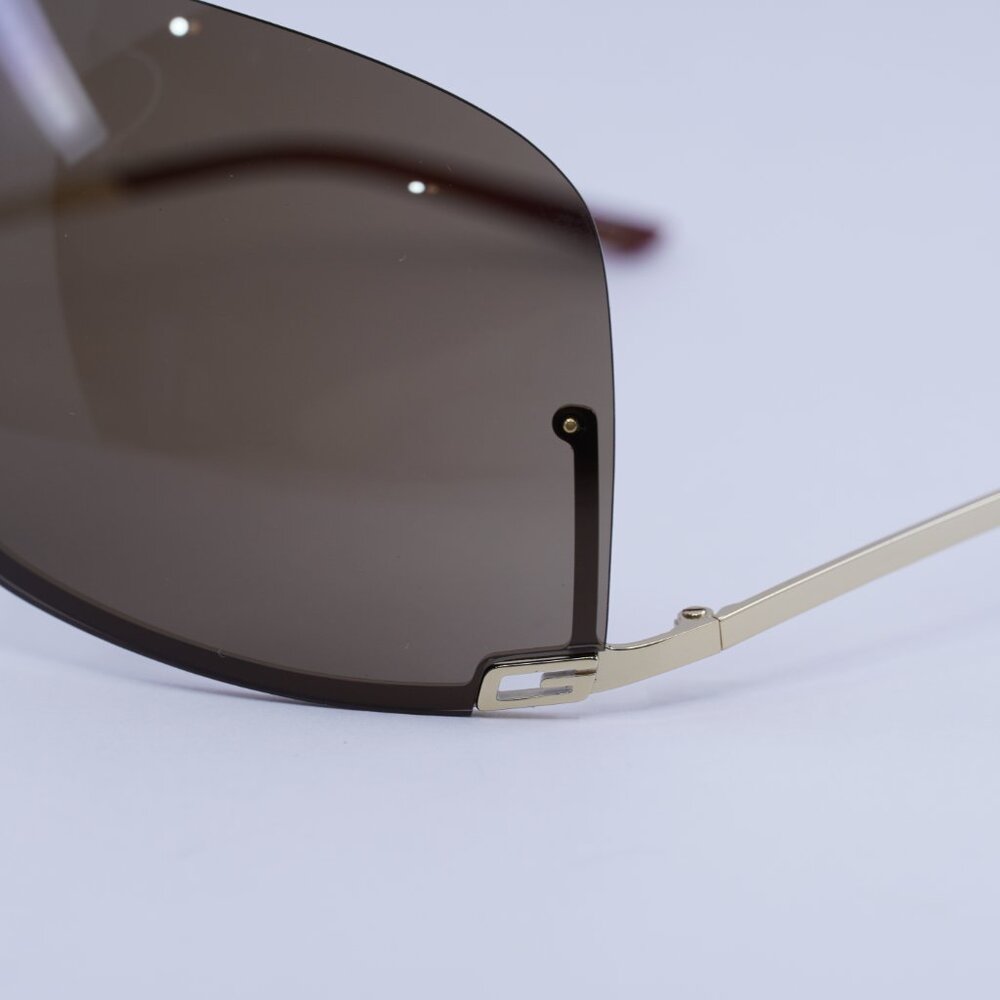 Gucci GG1560S 002 Sunglasses Gold Shield Frame, Brown Lenses - Picture 6 of 11
